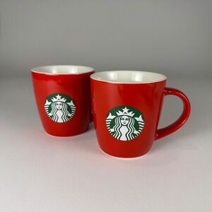 Starbucks 2021 Red Coffee Mugs Set Of 2, 12 fl oz, Collectible Holiday Edition